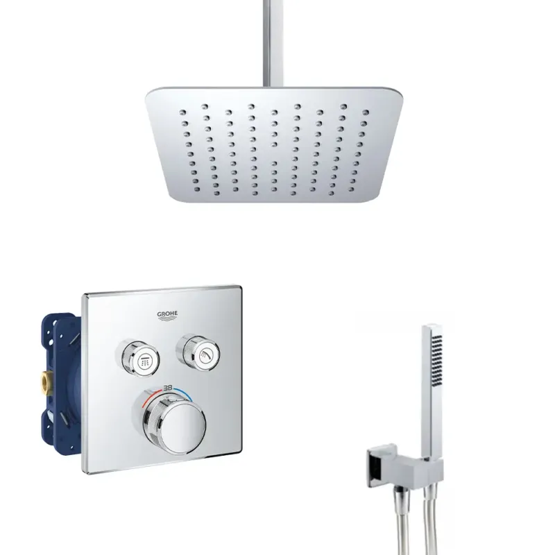 Koop Vandaag Grohe Grohtherm SmartControl inbouw regendouche vierkant plafondarm 20cm kop