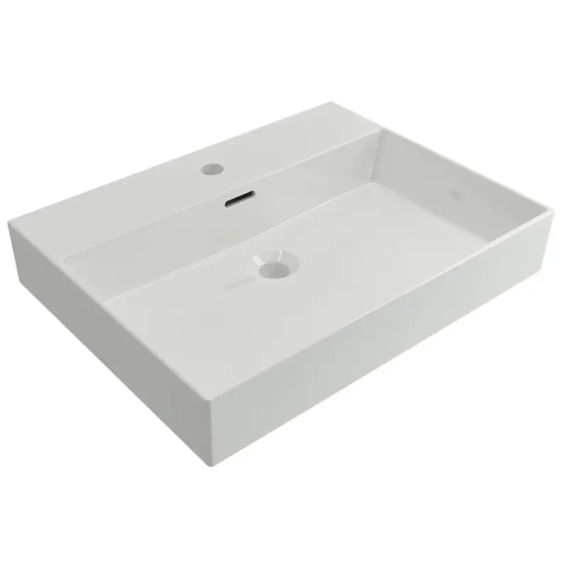 Plieger Kansas wastafel met 1 kraangat met overloop 60x46.6cm glans wit Korting
