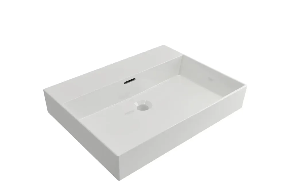 Lage Kosten Plieger Kansas wastafel zonder kraangat met overloop 60x46.6cm glans wit
