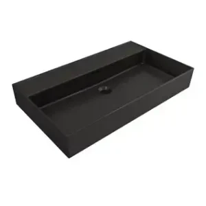Plieger Kansas wastafel zonder kraangat met overloop 80x46.6cm mat zwart Nieuw