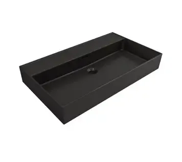 Plieger Kansas wastafel zonder kraangat met overloop 80x46.6cm mat zwart Nieuw