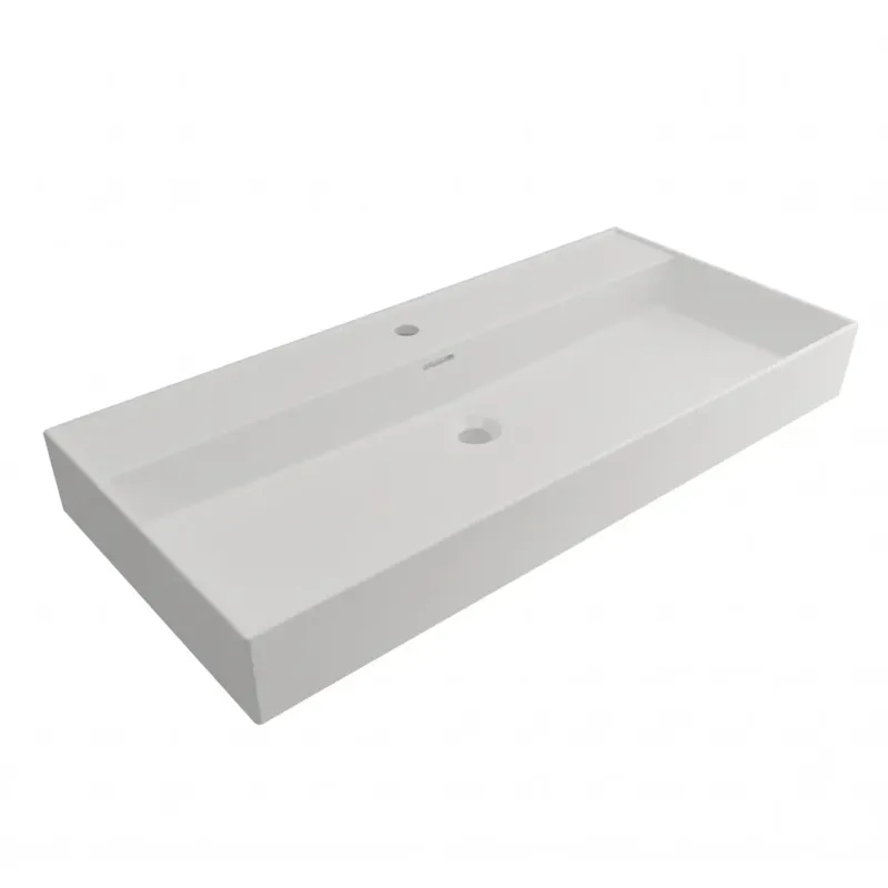 Beperkt Aanbod Plieger Kansas wastafel met 1 kraangat met overloop 100x46.6cm mat wit