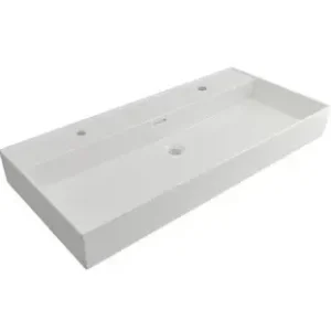 Plieger Kansas wastafel met 2 kraangaten met overloop 100x46.6cm glans wit Beperkte Voorraad