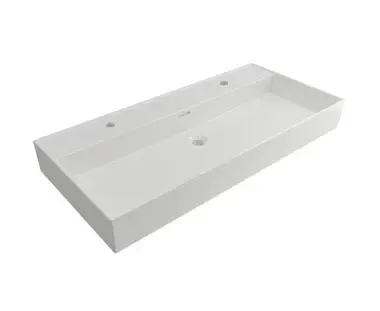 Plieger Kansas wastafel met 2 kraangaten met overloop 100x46.6cm glans wit Beperkte Voorraad