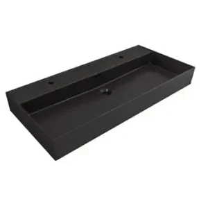 Plieger Kansas wastafel met 2 kraangaten met overloop 100x46.6cm mat zwart Goedkoop
