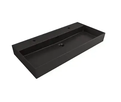 Plieger Kansas wastafel met 2 kraangaten met overloop 100x46.6cm mat zwart Goedkoop