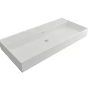 Gratis Retour Plieger Kansas wastafel zonder kraangaten met overloop 100x46.6cm glans wit