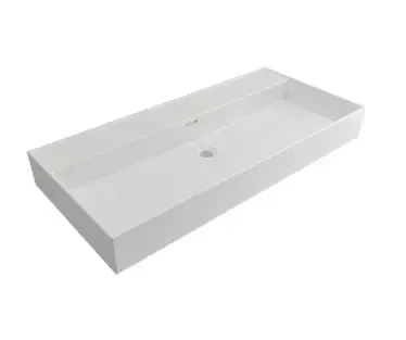 Gratis Retour Plieger Kansas wastafel zonder kraangaten met overloop 100x46.6cm glans wit