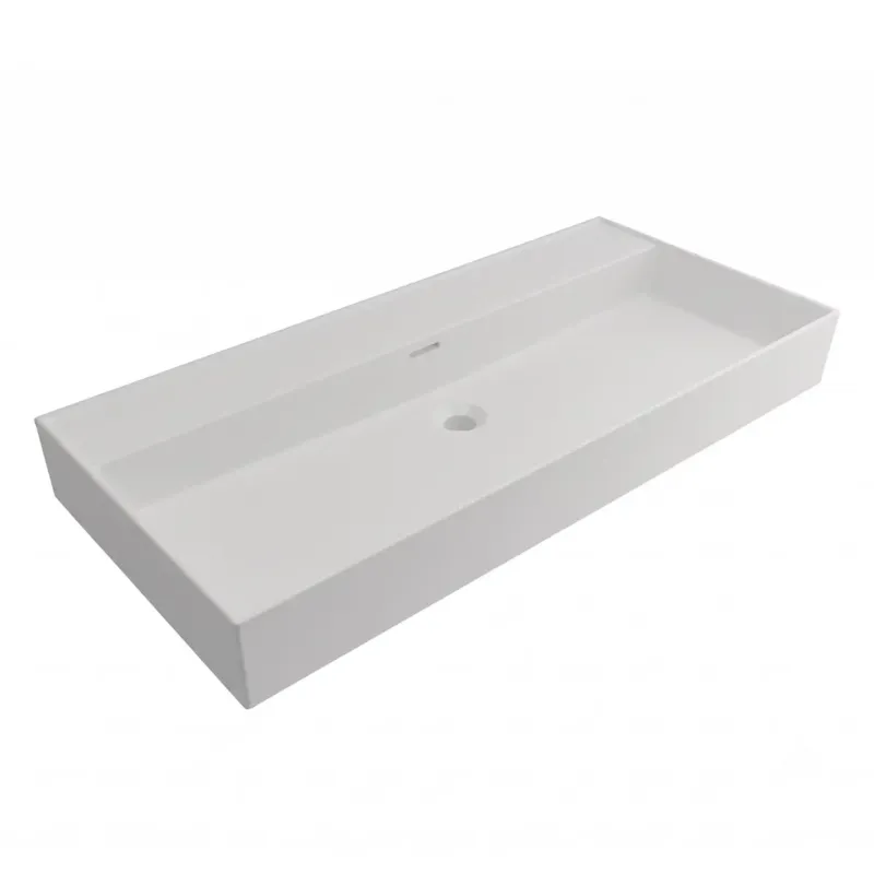 Plieger Kansas wastafel zonder kraangaten met overloop 100x46.6cm mat wit Actieprijs