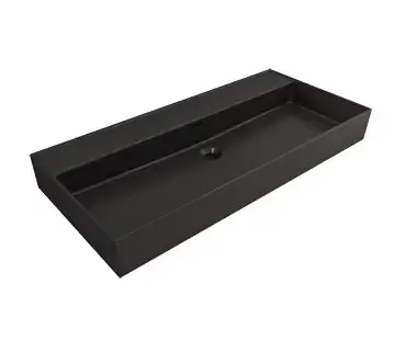 Weekendaanbieding Plieger Kansas wastafel zonder kraangaten met overloop 100x46.6cm mat zwart
