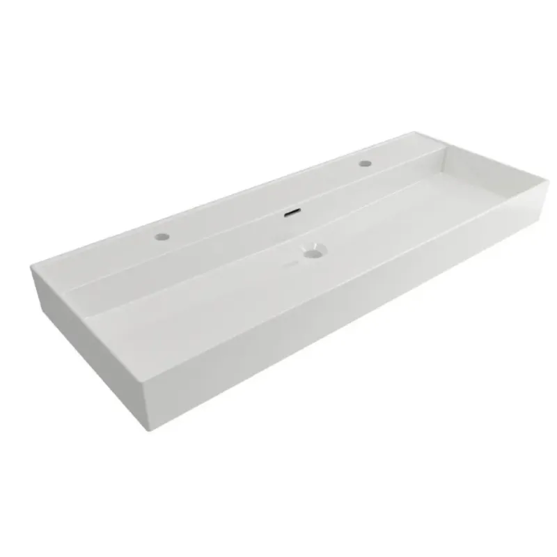 Gereduceerde Prijs Plieger Kansas wastafel met 2 kraangaten met overloop 120x46.6cm mat wit