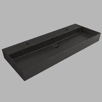 Nieuw Plieger Kansas wastafel met 2 kraangaten met overloop 120x46.6cm mat zwart