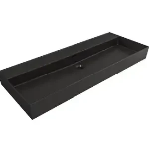 Plieger Kansas wastafel zonder kraangaten met overloop 120x46.6cm mat zwart Weekendaanbieding