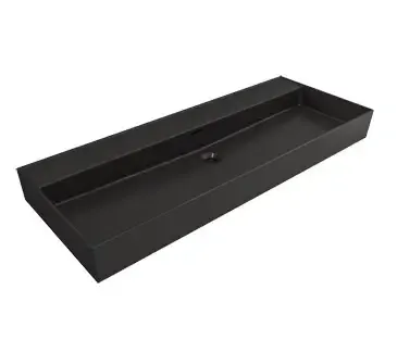 Plieger Kansas wastafel zonder kraangaten met overloop 120x46.6cm mat zwart Weekendaanbieding