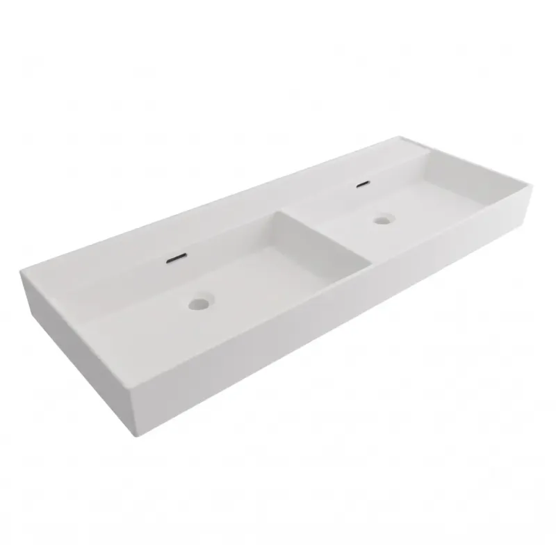 Laatste Versie Plieger Kansas wastafel dubbel zonder kraangaten met overloop 120x46.6cm glans wit