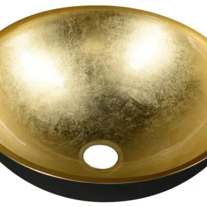 Sapho Murano glazen waskom 40cm zwart / goud Fabrieksprijs