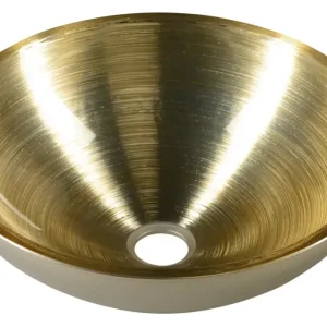 Beperkte Voorraad Sapho Murano glazen waskom 40cm bruin / goud