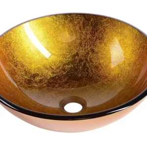 Sapho Mendoza glazen waskom 42cm goud Speciale Aanbieding