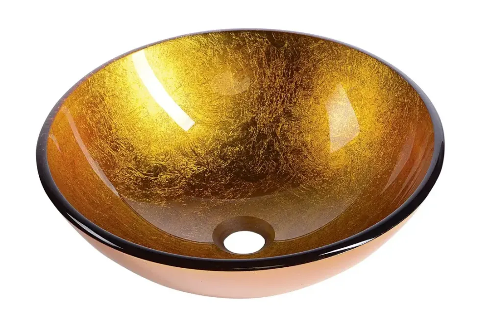 Sapho Mendoza glazen waskom 42cm goud Speciale Aanbieding