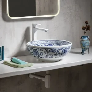 Sapho Priori keramische decoratie waskom 42cm wit delfts blauw Korting