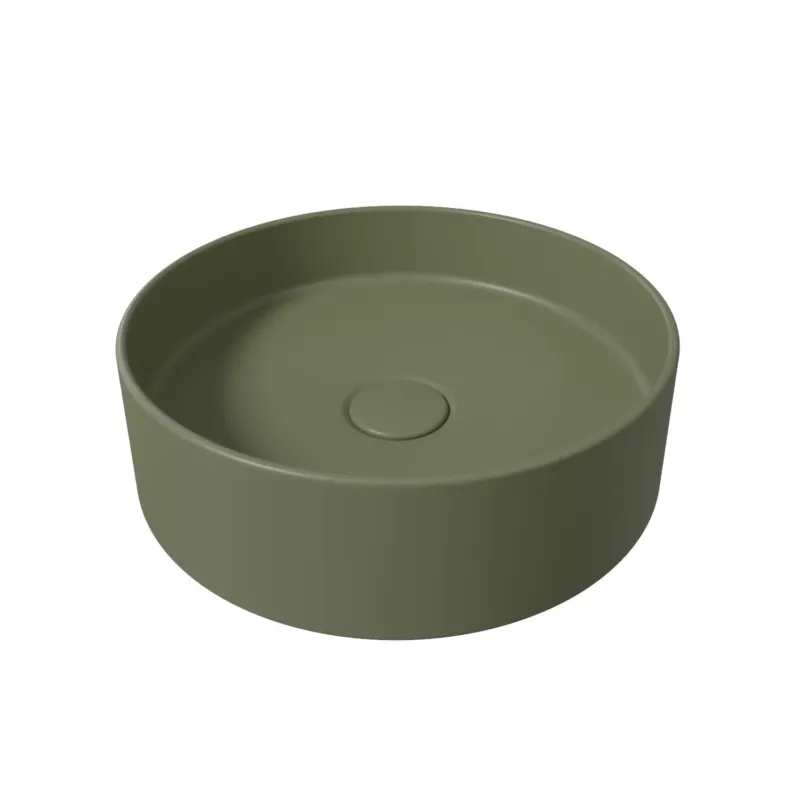 Salenzi Hide Circle opbouw wastafel waskom mat legergroen 40x12cm Populair