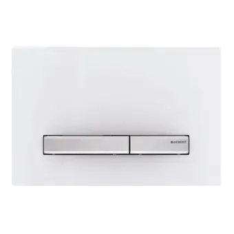 Populair Geberit Sigma 50 Square drukplaat glans wit met chromen knoppen