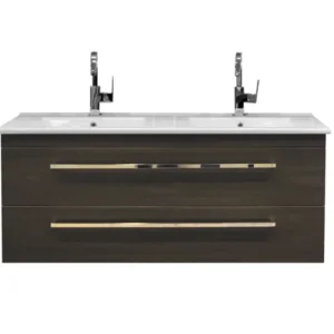 Aanbieding Sanicare Q1 badkamermeubel met 2 laden 120 cm schots-eiken