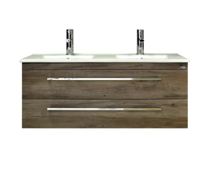 Fabrieksprijs Sanicare Q1 badkamermeubel met 2 laden 120 cm truffel