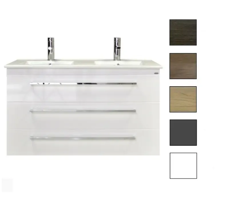 Koopje Sanicare Q1 badkamermeubel met 3 laden 120 cm grey-wood