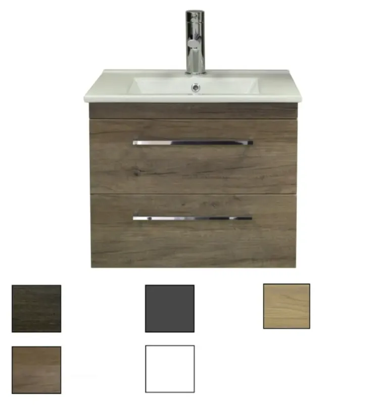 Direct Beschikbaar Sanicare Q6 badkamermeubel met 2 laden 60 cm schots-eiken