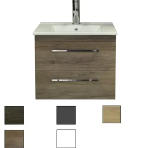 Sanicare Q6 badkamermeubel met 2 laden 60 cm grey-wood Hoge Kwaliteit