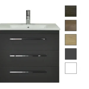 Sanicare Q6 badkamermeubel met 3 laden 80 cm schots-eiken Veilige Betaling