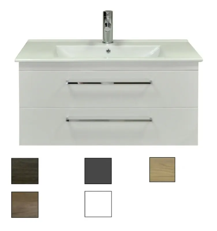 Sanicare Q6 badkamermeubel met 2 laden 100 cm grey-wood Dagaanbieding