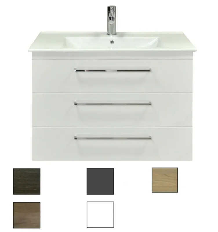 Premium Sanicare Q6 badkamermeubel met 3 laden 100 cm hoogglans wit