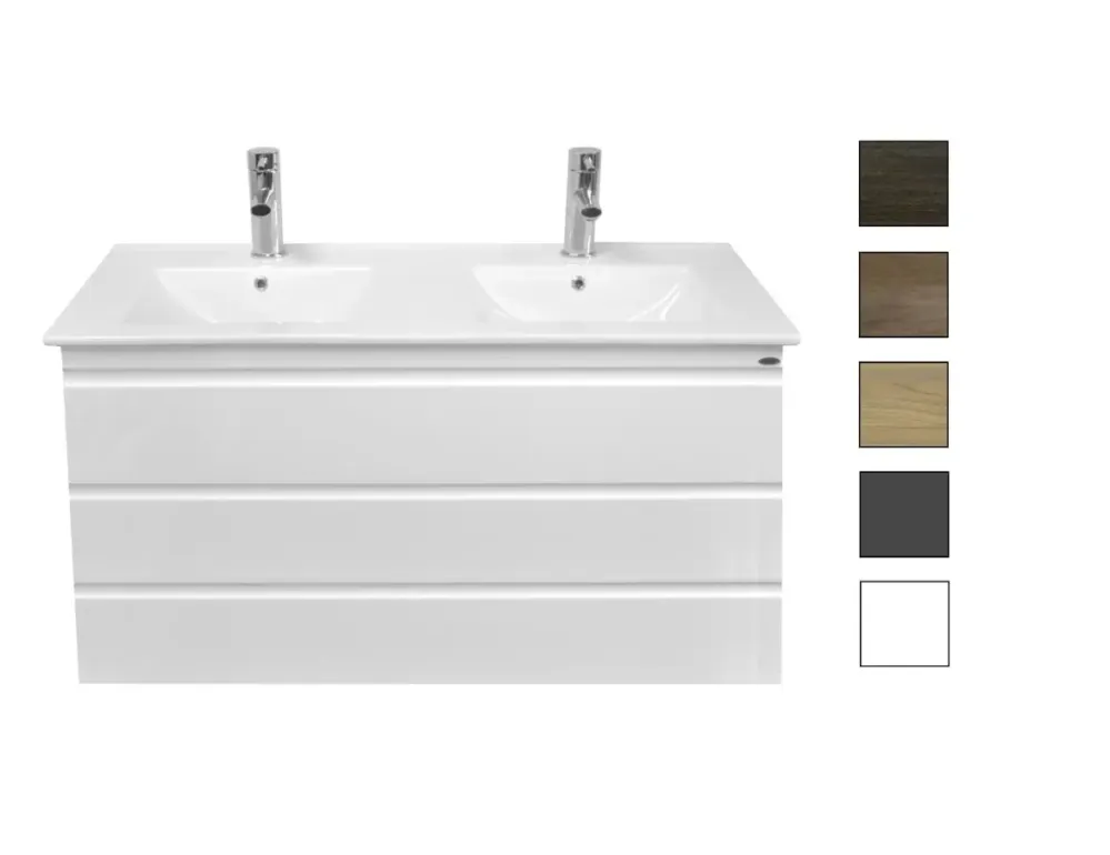 Sanicare Q7 badkamermeubel greeploos met 3 laden 120 cm truffel Premium