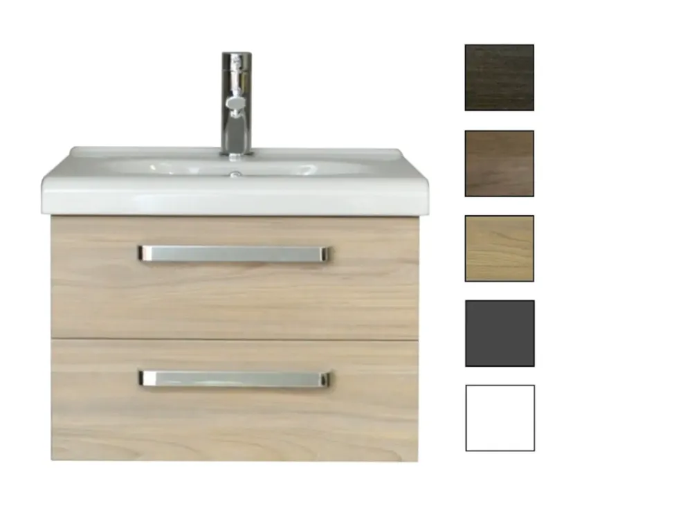 Sanicare Q9 badkamermeubel 2 laden 65 cm schots-eiken Nieuw