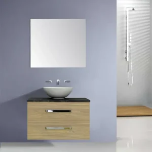 Sanicare Q11 badkamermeubel met black-stone topblad 100 cm schots-eiken Flitsaanbieding