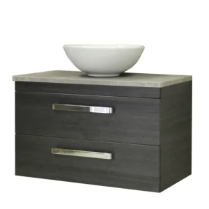 Favoriet Sanicare Q11 badkamermeubel met grey-stone topblad 80 cm schots-eiken