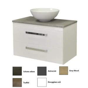 Bestseller Sanicare Q11 badkamermeubel met grey-stone topblad 80 cm truffel