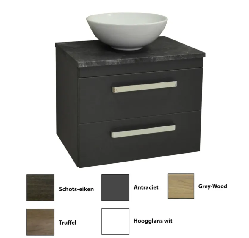 Sanicare Q11 badkamermeubel met black-stone topblad 65 cm antraciet Populair