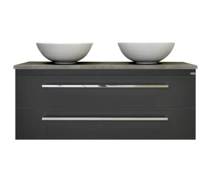 Op = Op Sanicare Q12 badkamermeubel met grey-stone topblad 120 cm antraciet