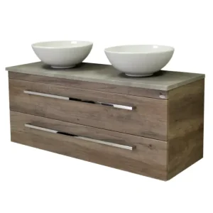 Sanicare Q12 badkamermeubel met grey-stone topblad 120 cm truffel Op = Op