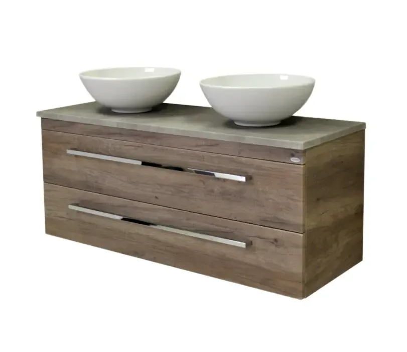 Sanicare Q12 badkamermeubel met grey-stone topblad 120 cm truffel Op = Op