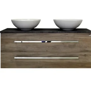 Sanicare Q12 badkamermeubel met black-stone topblad 120 cm truffel Beperkte Voorraad