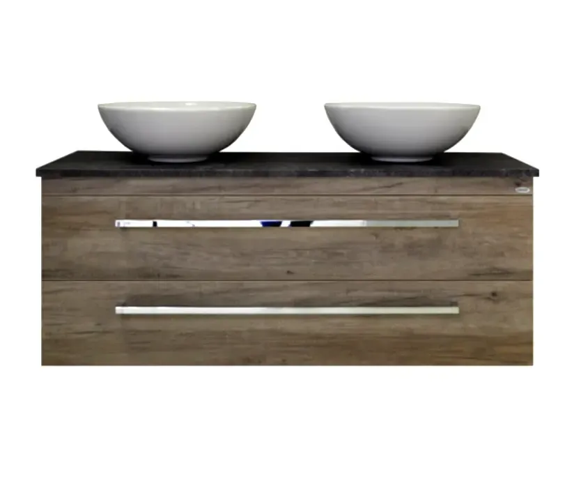 Sanicare Q12 badkamermeubel met black-stone topblad 120 cm truffel Beperkte Voorraad
