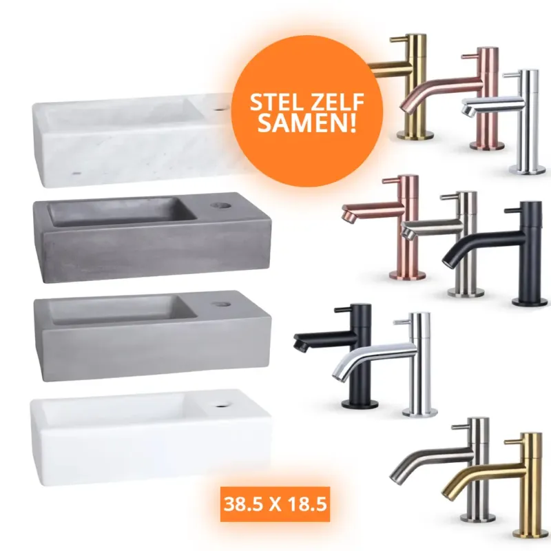 Differnz fonteinset 38.5x18.5 en kraan naar keuze! Favoriet