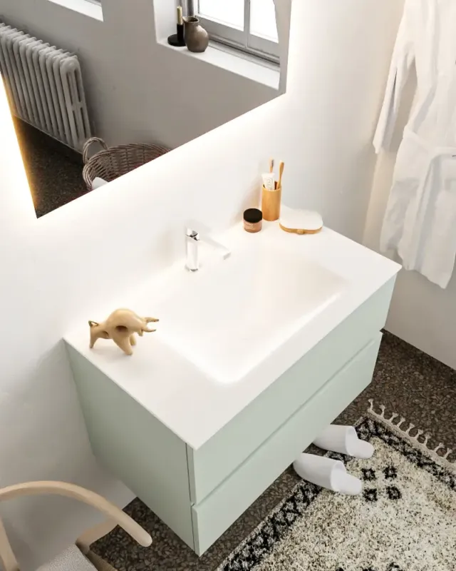 Seizoensaanbieding Mondiaz Vica 80cm badmeubel greey 2 lades wastafel Cloud midden met 1 kraangat