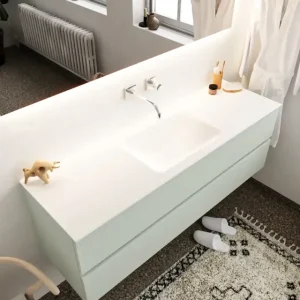 Aanbieding Mondiaz Vica 150cm badmeubel greey 2 lades wastafel Cloud midden zonder kraangat