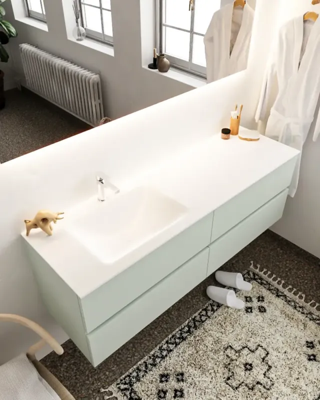 Mondiaz Vica 150cm badmeubel greey 4 lades wastafel Cloud links met 1 kraangat Koop Online