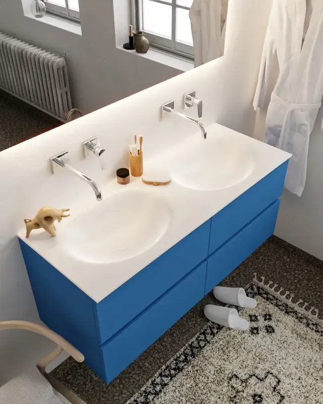 Voordeelprijs Mondiaz Vica 120cm badmeubel jeans 4 lades wastafel Moon dubbel zonder kraangat